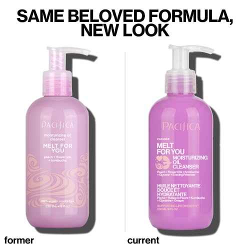 Pacifica Melt For You Facial Cleansing Oil – Hydrating Daily Face Wash & Makeup Remover Oil Cleanser for All Skin Types, Gentle Non-Comedogenic, Vegan, Clean Beauty, Dermatologist Tested 8 fl oz