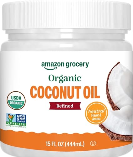 Amazon Grocery, Organic Refined Coconut Oil, 15 Fl Oz