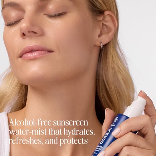 COOLA Organic Refreshing Water Mist Face Moisturizer with SPF 18, Dermatologist Tested Face Sunscreen with Plant-Derived BlueScreen Digital De-Stress Technology, 1.7 Fl Oz