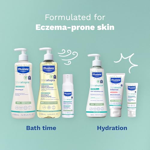Mustela Stelatopia Eczema-Prone Skin Cleansing Oil - Baby Body Wash with Natural Avocado & Sunflower Oil - Family Skin Care Essentials - EWG Verified - Fragrance-Free & Tear Free - 16.9 fl. oz.