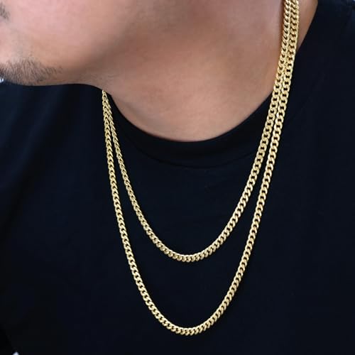 Nuragold 10k Real Yellow Gold Miami Cuban Link 5mm Chain Italian Necklace - 20"