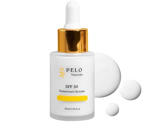 Pelo Naturals Sunscreen Serum- Enriched Mineral Face Sunscreen SPF 50 with Zinc Oxide 20% Titanium Dioxide 5%- With Hydrating Squalane For All Skin Types and Skin Tone 1oz