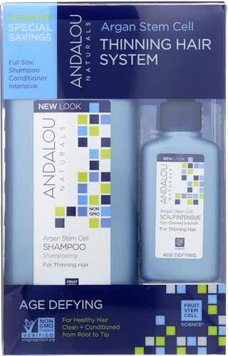 Andalou Naturals Age Defying Hair Thinning Treatment System, 3 Piece Kit