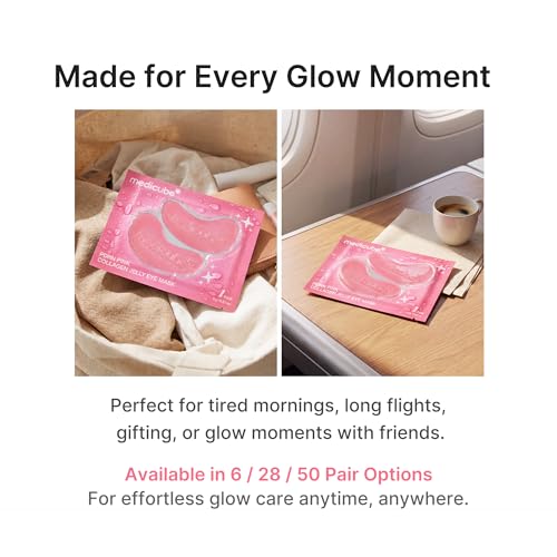 medicube Jelly Eye Mask PDRN Pink Collagen - Hydrogel Eye Patches, 6 Pairs