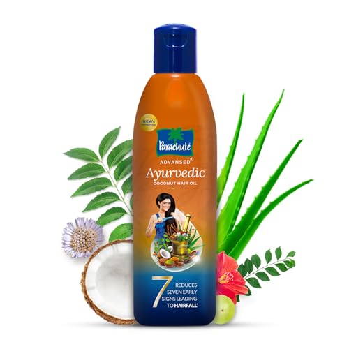 Parachute Advansed Ayurvedic Coconut Hair Oil with Basil (Tulsi), Aloe vera, Flax seed, Gooseberry (Amla) |25 Ayurvedic Ingredients | Controls Hair Fall, Dandruff, Indian Hair Oil |10.1 Fl.oz