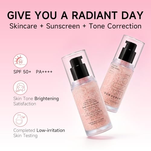 VELY VELY Vitamin Dark Spot Tone-Up Sun Serum, SPF 50+ PA++++ Broad Spectrum Facical Sunscreen Lightweight, Non-Sticky, No-Pilling Evens Out Skin Tone for Sensitive Skin 30ml/1.01 oz