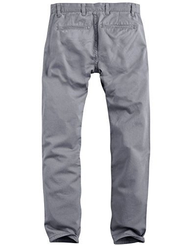 Match Mens Regular-Fit Casual Flat Front Chino Pants (34, 8118 Medium Gray)