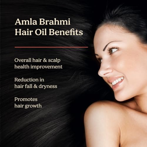 Life & Pursuits Amla Brahmi Hair Oil for Hair & Scalp Health - 6.8 Oz Natural, Indian Ayurveda Oil for Healthy & Shiny Hair | Coconut, Castor, Sesame, Triphala, Gotukola