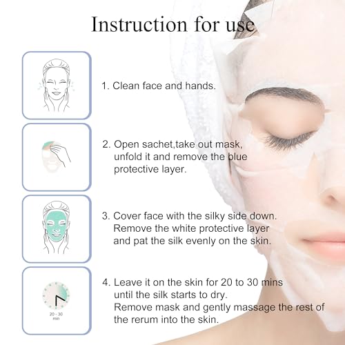Dermaroller Hydrating Face Mask Sheets - 10 Pack with Hyaluronic Acid, Matrixyl & Vitamin E for Anti-Aging Skincare and Radiant Glow