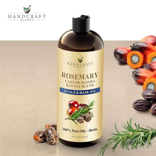 Handcraft Blends Rosemary Oil for Hair 8 Fl Oz | Nourishing Hair Oil | 100% Pure and Natural | Rosemary, Castor, Jojoba, and Batana Oils & Biotin | Carrier Oil