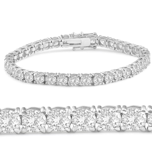 P3 POMPEII3 Pompeii 13Ct Round-Cut Diamond Tennis Bracelet 14k White Gold 7" Lab Grown (F,VS)