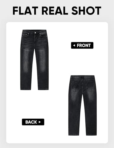 JMIERR Mens Denim Baggy Jeans Relaxed Fit Work Pants for Men Outdoor Casual Quiet Luxury Pants, L, Black
