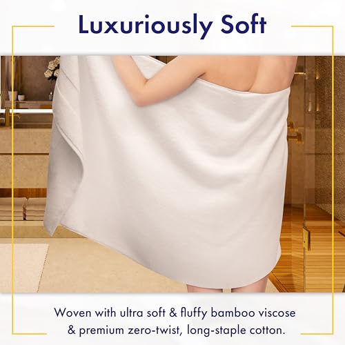 Alusa Home Ultra Soft & Plush Viscose from Bamboo Bath Towels - 700 GSM Luxury Bath Towels - 6 Piece Set - Super Absorbent & Quick Drying (White)