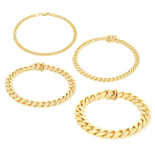 Nuragold 14K Real Yellow Gold Solid Miami Cuban Link Chain Italian Bracelet - 9",7mm