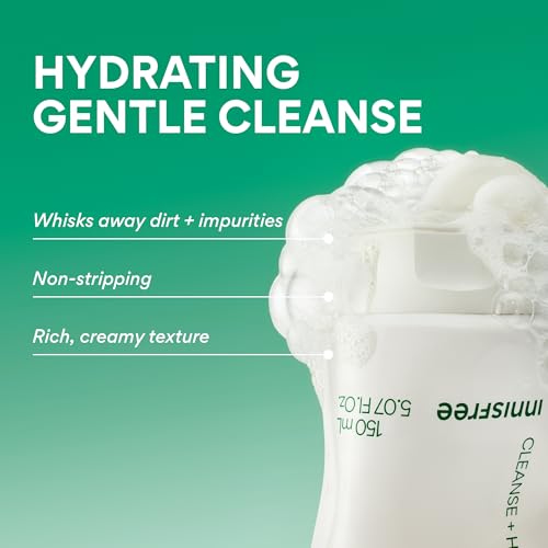 innisfree Green Tea Double Cleanse + Hydrate Trio | Korean Skincare Set with Hydrating Cleansing Oil, Face Wash, and Moisturizer | Gentle Lather | Sulfate-Free | Available in Gift Sets