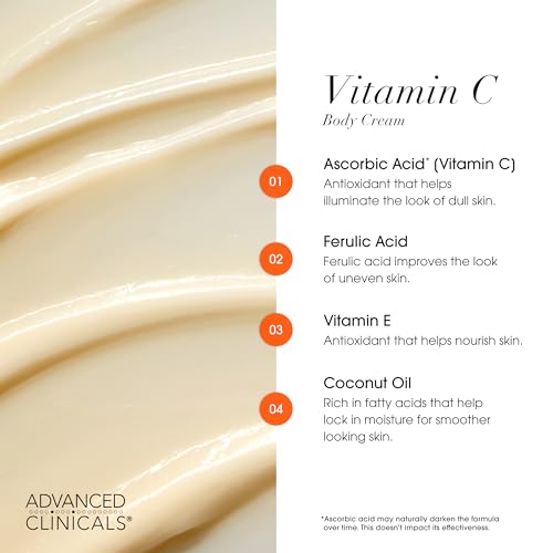 Advanced Clinicals Retinol Body Lotion + Brightening Vitamin C Lotion 2pc Skincare Set For Women & Men | Body Cream & Face Moisturizer Set Helps Improve The Look Of Dark Spots & Uneven Skin Tone, 2PC