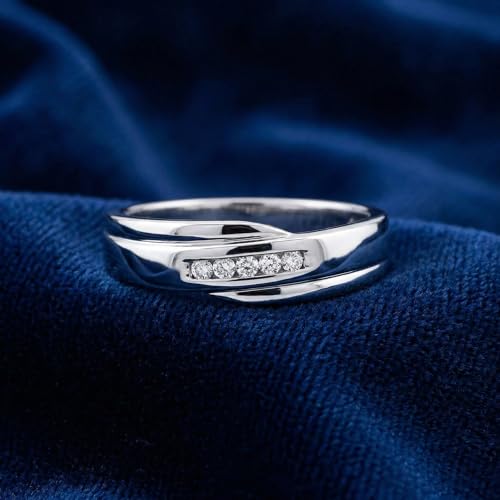 P3 POMPEII3 Pompeii Mens Cut Diamond Wedding Ring 1/6cttw 10K White Gold High Polished Channel Set - Size 11