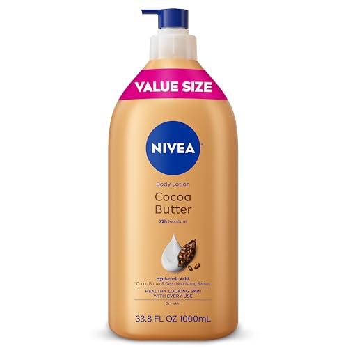 NIVEA Cocoa Butter Body Lotion for Dry Skin with Hyaluronic Acid, 33.8 Oz