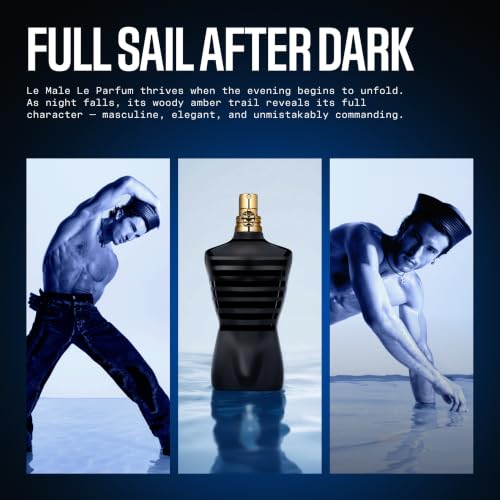 Jean Paul Gaultier Le Male Le Parfum - Amber Woody Eau de Parfum Intense for Men Fragrance - Cardamom, Lavender & Iris, Vanilla - Men's Perfume Spray, 6.8oz