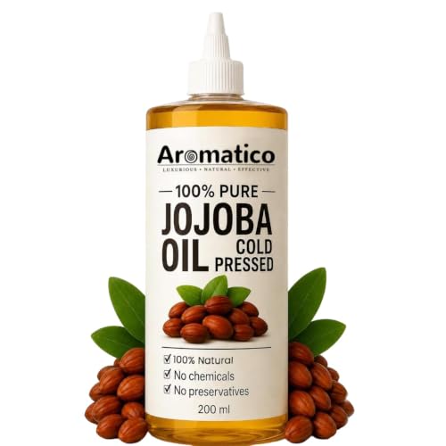 Aromatico Cold Pressed Jojoba Oil – 7 Fl Oz | Natural Hair, Face & Body Oil – Lightweight Moisturizing Carrier Oil for Dry Scalp, Skin Care, Beard, Cuticles & Massage