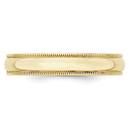 10k Yellow Gold Half Round Milgrain Wedding Band for Men and Women 4mm Lightweight Unisex Polished Gold Ring Comfort Fit Traditional Anniversary Promise Band Stackable Everyday Wear Engravable Jewelry