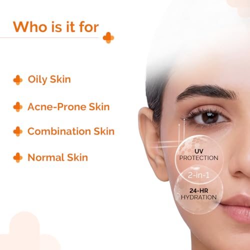 The Derma Co 1% Hyaluronic Sunscreen Aqua Gel with SPF 50 & PA++++ | Broad Spectrum UVA/B & Blue Light Protection | Lightweight & Quick Absorbing with Vitamin E | 1.76 Oz/50g