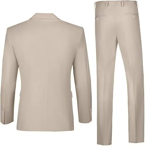 Men's 3 Piece Suit 2 Button Business Wedding Prom Slim Fit Suits Blazer Formal Tuxedo Vest & Trousers Light Champagne