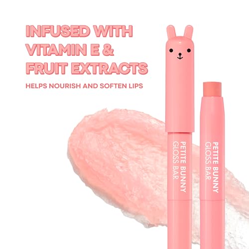 TONYMOLY Petit Bunny Lip Gloss - Tinted Korean Lip Crayon, Juicy Strawberry