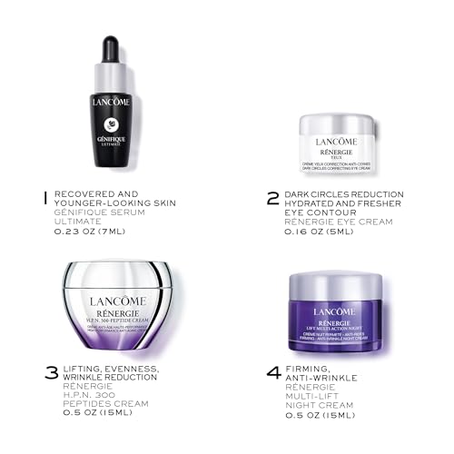 Lancôme Rénergie Skincare Trial Gift Set -Trial Set for Anti-aging Skincare Routine With Genifique Ultimate, Rénergie Day/Night Cream, and Eye Cream (1.6 Fl Oz)