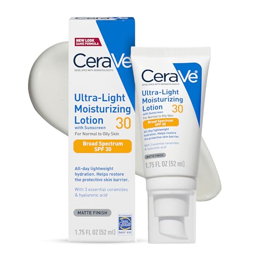 CeraVe Ultra-Light Moisturizing Lotion SPF 30, Sunscreen for Face, 1.7oz