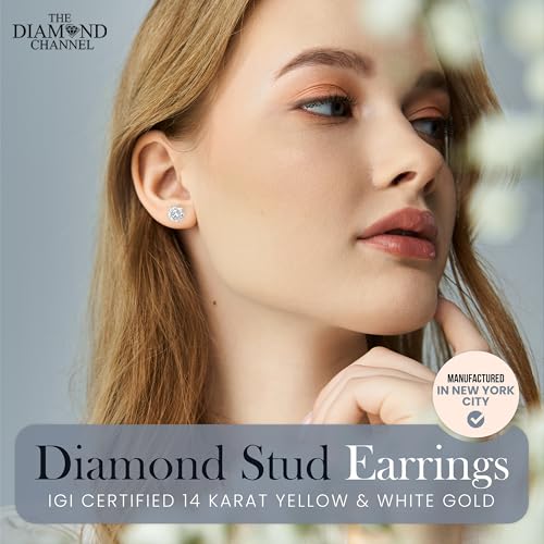 The Diamond Channel CERTIFIED 1 to 12 Carat LAB GROWN Solitaire Diamond Stud Earrings Round Cut 4 Prong Screw Back (F-G Color, VS1-VS2 Eye Clean Clarity)