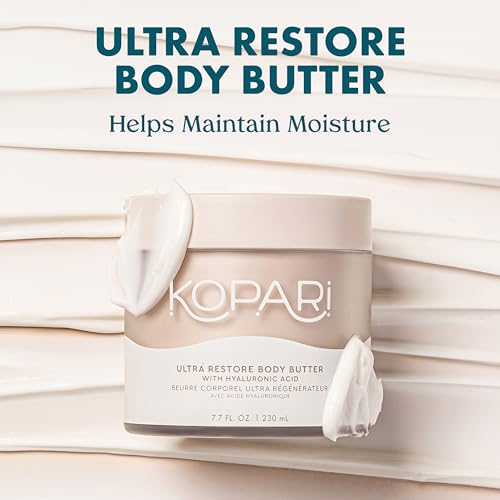 Kopari Ultra Restore Body Butter, Whipped Lightweight Formula, Hyaluronic Acid & Mango Seed Butter, Deep & Long-Lasting Moisture, Coconut 7.7 oz