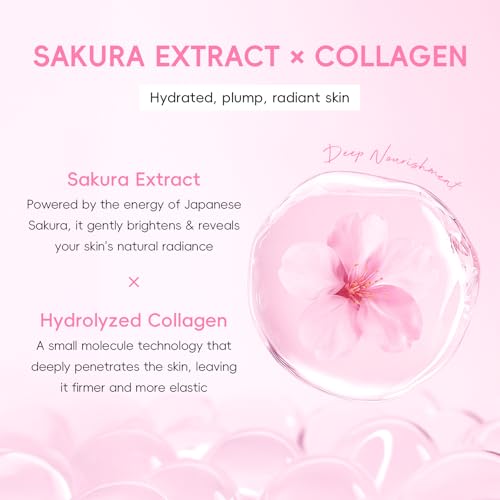 QUIYUM Sakura Collagen Skincare Set - 8-Piece Glass Skin Routine for Women