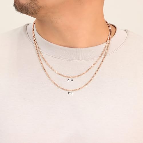 Nuragold 14K Real Rose Gold Rope Chain Diamond Cut Necklace (1.5mm-6mm) - 2mm,18"