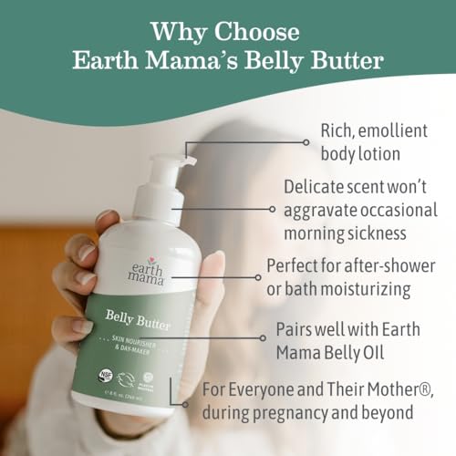 Earth Mama Belly Butter, Maternity Moisturizer for Dry Skin | Lotion for Pregnancy and Postpartum Recovery Self Care, Body Cream with Aloe, Fragrance Free, 8-Fluid Ounce (2-Pack)