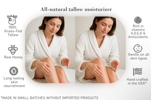 Bear Bird 100% Grass-Fed Tallow & Raw Honey Lotion with Olive Oil, Orange & Vanilla Essential Oils