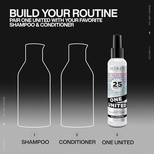 Redken One United Leave In Conditioner Spray - Multi-Benefit Leave In Treatment For All Hair Types, Heat Protectant & Detangler Spray, Paraben Free