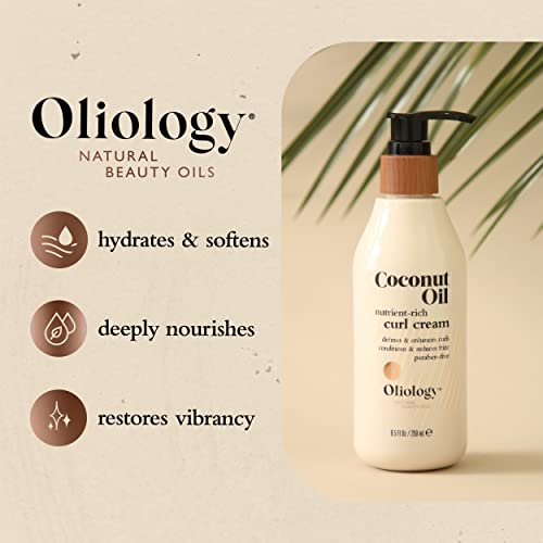 Oliology Coconut Oil Curl Cream - Defines & Enhances Curls & Waves | Botanically Infused | Conditions & Reduces Frizz | & Paraben Free (8.5oz)