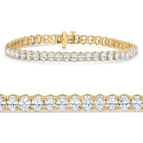 P3 POMPEII3 Pompeii 10Ct Oval Cut Diamond Tennis Bracelet 7" 14k Yellow Gold Lab Grown - Size Medium (EF,VS)