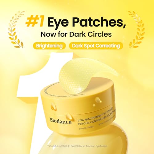 BIODANCE Vita Niacinamide Eye Patches for Dark Circles, 60 Count