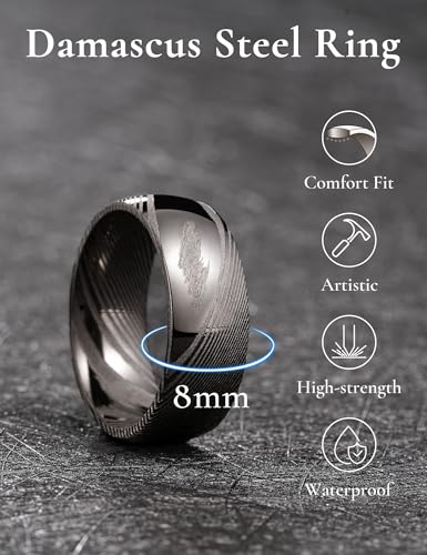 King Will Men Damascus Steel Wedding Band Size 10