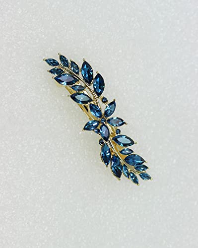 Faship Navy Blue Small Floral Hair Barrette Clip