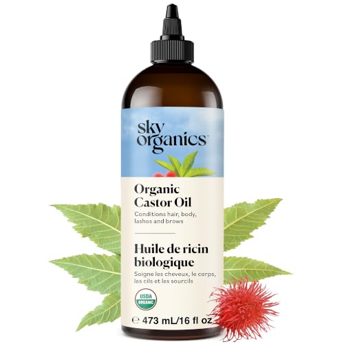 Sky Organics Organic Castor Oil 16oz, Pure, Cold Pressed and Hexane Free