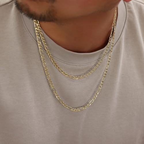 Nuragold 10k Real Yellow Gold Figaro Link 5.5mm Chain Necklace (16"-30") - 22"