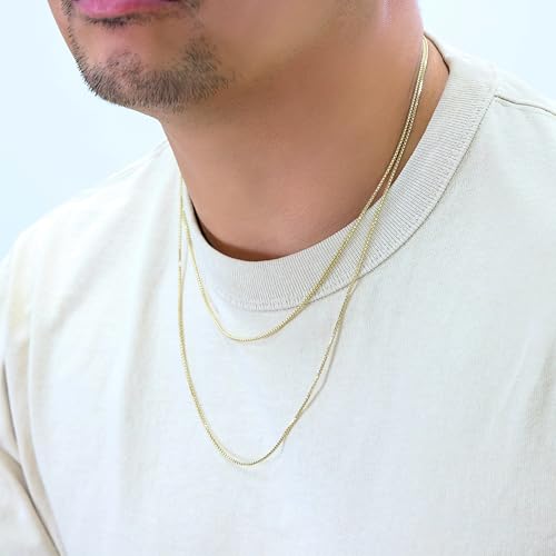 Nuragold 10K Real Yellow Gold Round Box 1.5mm Venetian Link Chain Necklace - 18"