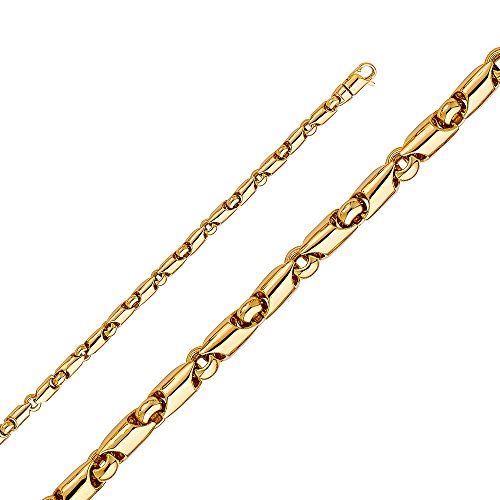 14k REAL Yellow Gold Solid Men's 4.5mm Handmade Chain Bracelet with Lobster Claw Clasp - 8.5"