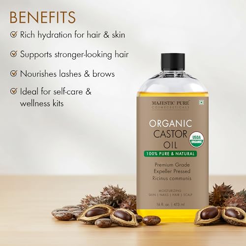 Majestic Pure USDA Organic Castor Oil - 16 Fl Oz