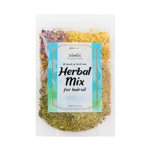 Well's Oil 18 Kinds Herbal Hair Mix Treatment – Natural Dry Herb Blend for Hair & Scalp Care, for DIY Hair Oil Infusion or Rinse, 2.5 oz
