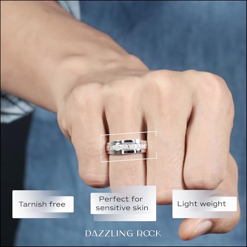 Dazzlingrock Collection 0.23 Ctw Round White Natural Diamond Nine Stone Single Row Wedding Band for Men in 925 Sterling Silver, Size 10