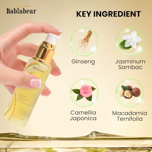 Bablabear Hair Oil Serum - Macadamia & Argan Oil Conditioning Treatment For Frizzy, Dry & Damaged Hair | Shine & Smoothness | Fast-Absorbing